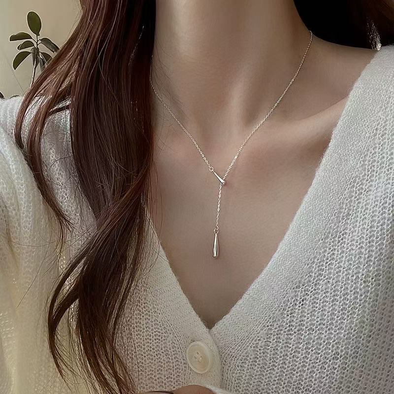 New 925 Sterling Silver Necklace Simple Style Geometric Shape Pendant Women CHoker Birthday Gift Exquisite Jewelry