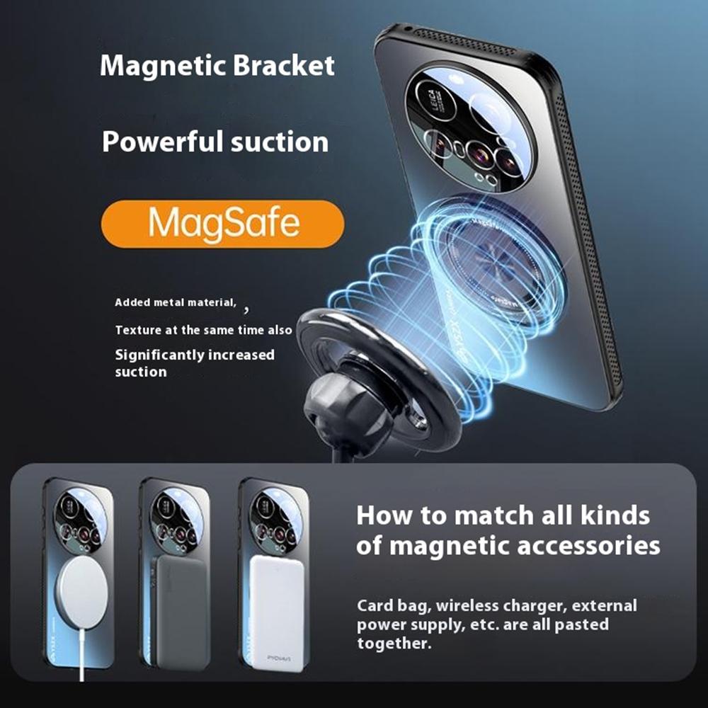 

For Xiaomi 15 Ultra Magnetic Case Rotating Kickstand PC+TPU Heat Dissipation Phone Cover with Lens Protection Silver
