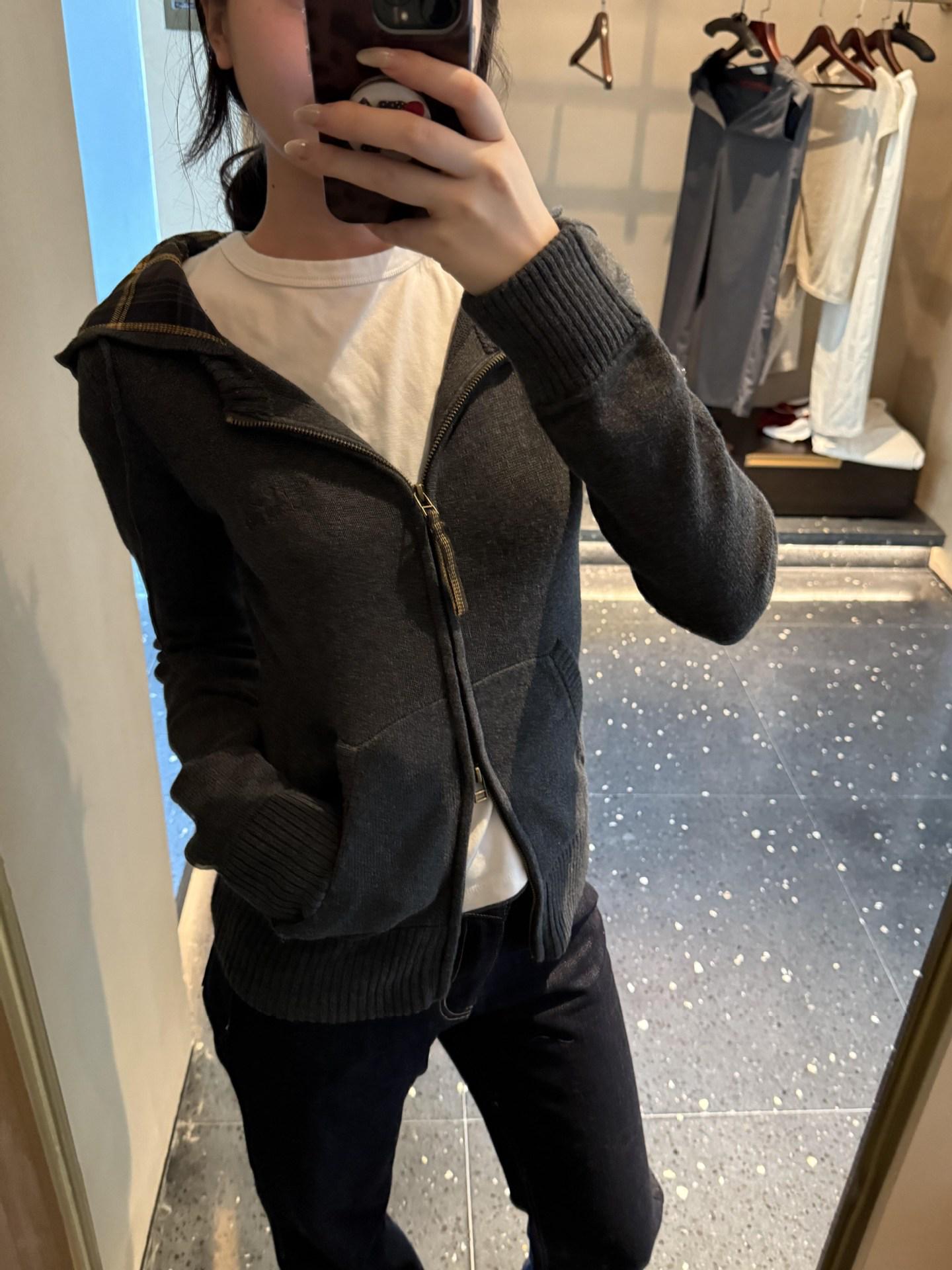 

Американський ретро кардиган-худі на блискавці в клітинку - Вузький светр 2XL for 130-150 jin