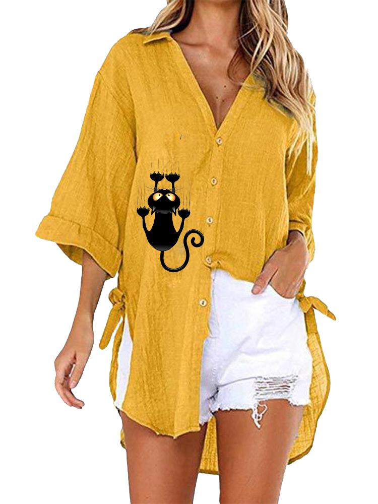 

Women Casual V Neck Half Sleeve Blouse Spring&summer Fashion Loose Printed T-shirt 5XL жовтий