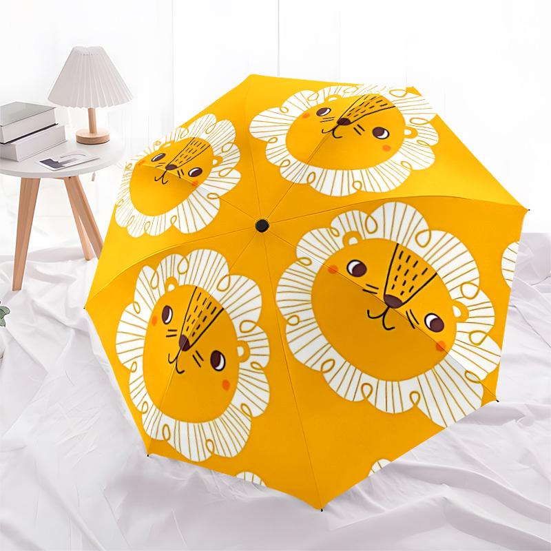 1pc Lion Pattern Automatic Opening and Closing Folding Umbrella with 8 Iron Ribs - Portable, Foldable for Travel Yy251124124