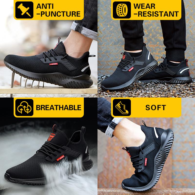 Safety Shoes Men With Steel Toe Cap Anti-smash Men Work Shoes Sneakers Light Puncture-proof Indestructible Shoes Tactical Boots