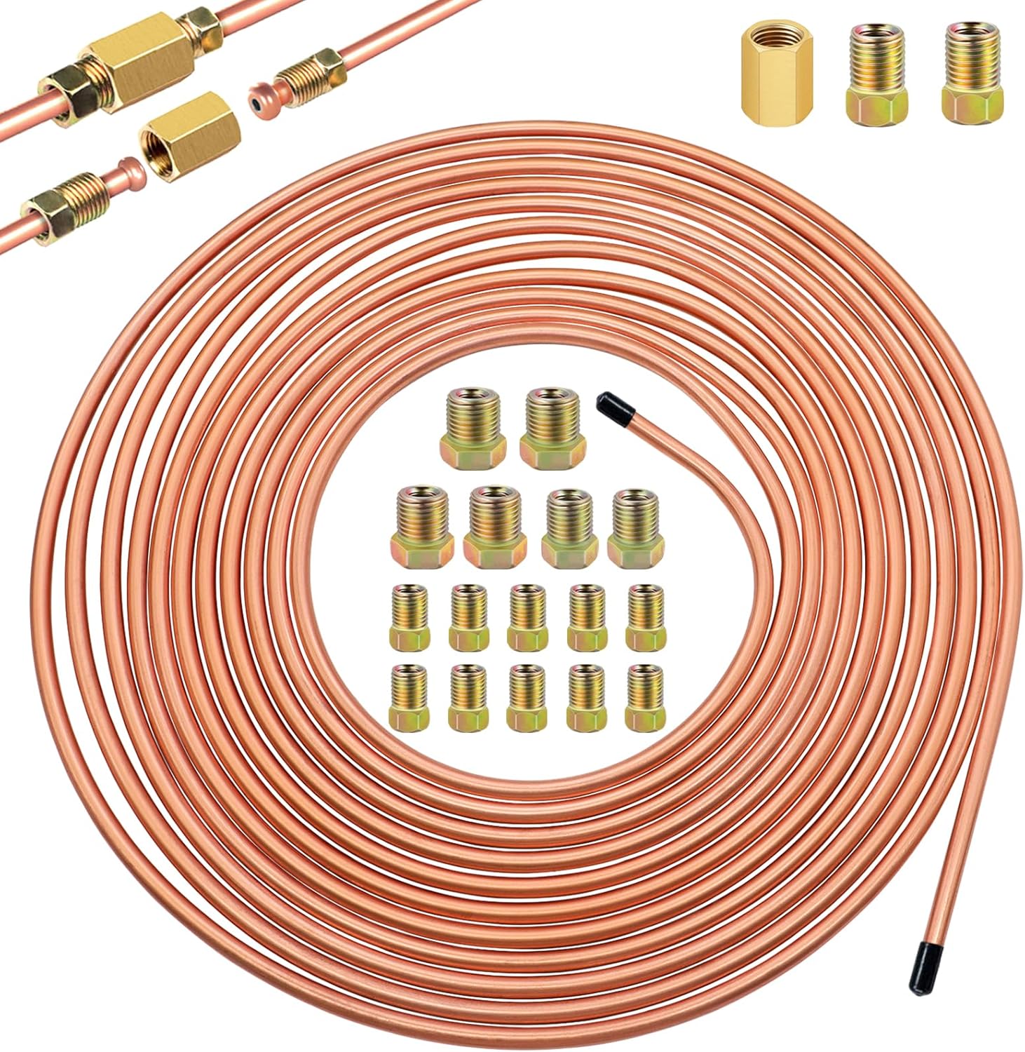 

Automobile Parts: Brake Pipes, Brake Tubes, 3/16inch x 25 ft,16 Accessories Golden Copper Coating 2PCS