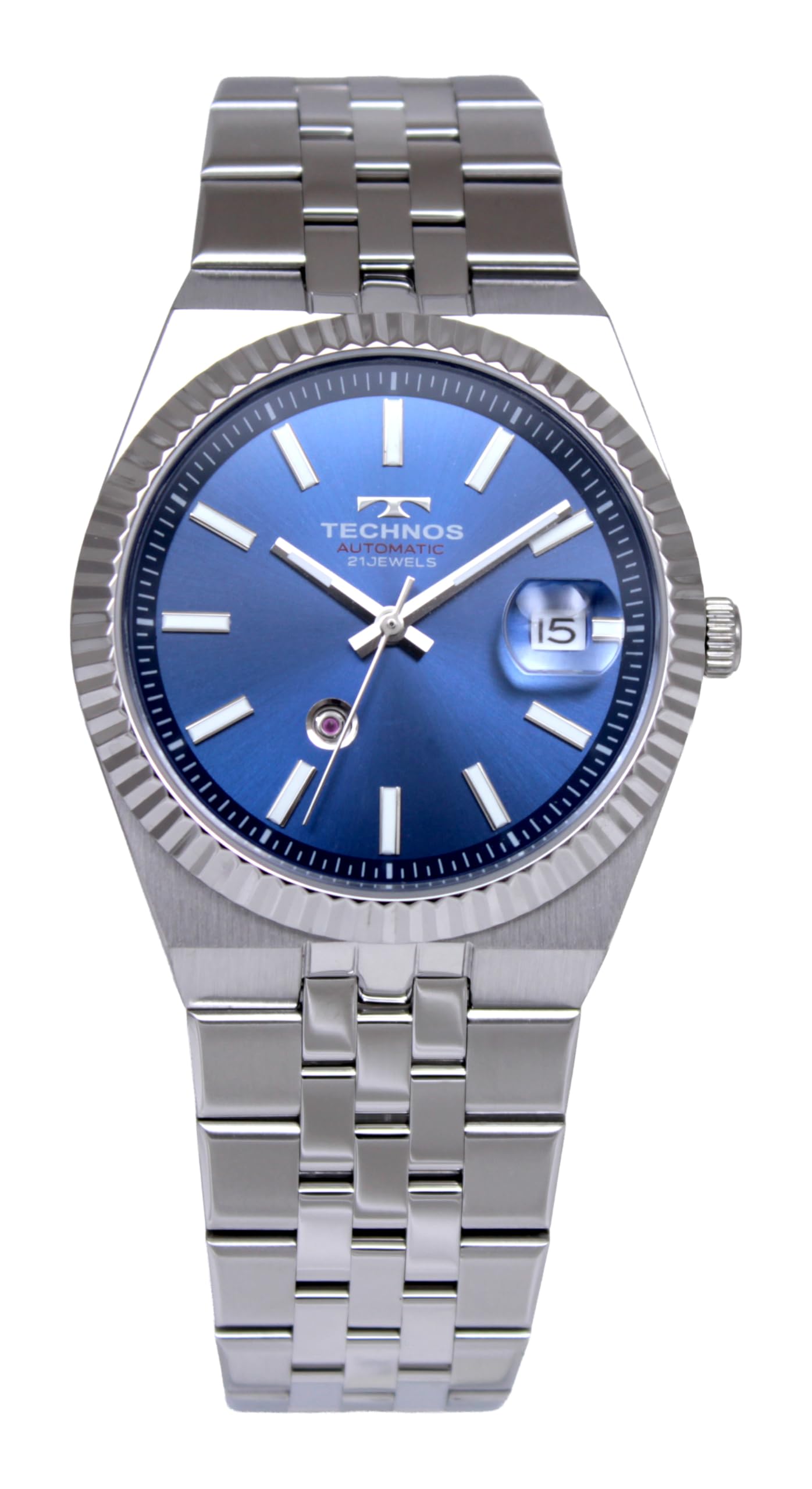 TECHNOS Automatic Mechanical Watch with Date and Skeleton Back T9C46SN [TECHNOS] синий