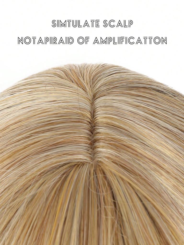 14 Inch Shoulder-length Linen Gold Water Wave Wigs For Women And Girls' Parties Halloween Christmas Music Festival And Daily Use