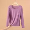 Plus Size Modal Long-Sleeve Loose Fit Round Neck T-Shirt for Women