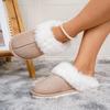 Fashion Closed Toe Warm Cotton Slippers Women Faux Fur Thicken Plush Winter Home Shoes Woman Lightweight Casual Indoor Slides Female