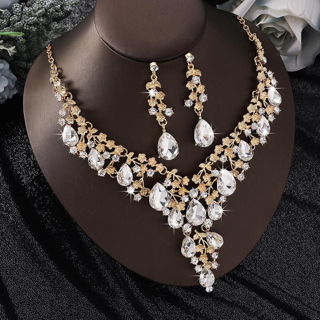 Exquisite High-End European & American Bridal Necklace Earring Set - Elegant Wedding Accessories