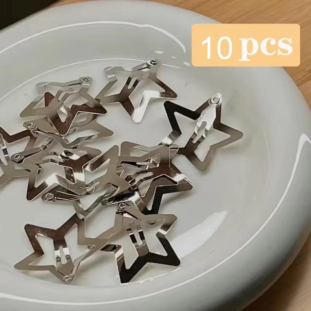 

30/40/50Pcs Y2K Silver Star Hair Clips for Girls Filigree Star Metal Snap Clip Barrette Simple BB Hairpin Women Hair Accessories