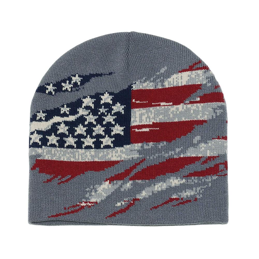Cold Hat Men's Winter New Pullover Hat American Retro Flag Star Jacquard Knitted Hat Ear Protector Wool Hat