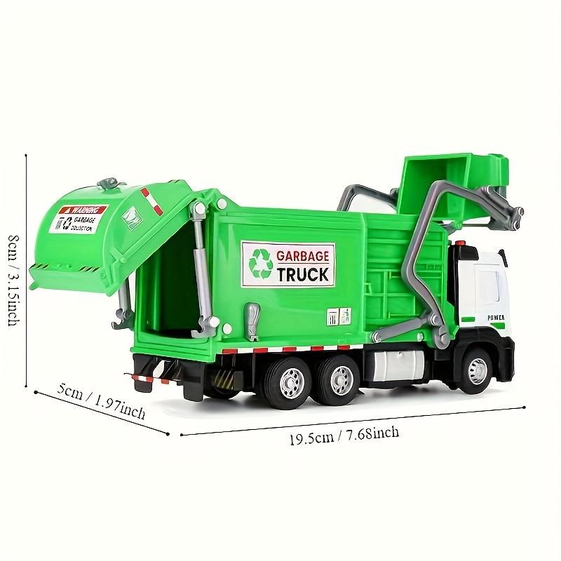 Alloy Driver's Room Sanitation Vehicle Toy Set - with Sound and Light Effects, Simulation Garbage Truck Model with 4 Trash Cans