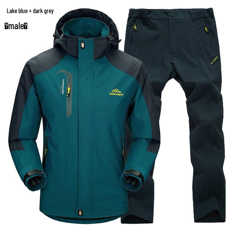 Outdoor Windbreaker Pants and Jacket Set for Men and Women - Windproof, Waterproof, Ideal for Spring/Autumn Hiking