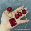 Elegant Crystal Jewelry Set Women Necklace Earrings Ring Bracelet With Geometric Star Moon Cloud Motifs
