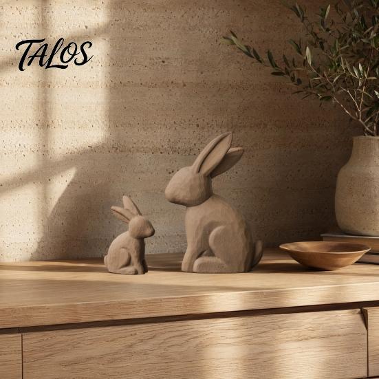 Eskitilmiş Ahşap Tavşan Süs 2 Adet Heykelcik, Vintage Tavşan Figürleri, Paskalya Süslemeleri, Ev Çiftlik Evi İçin Rustik Solmayan Dekorasyon Heykelleri
