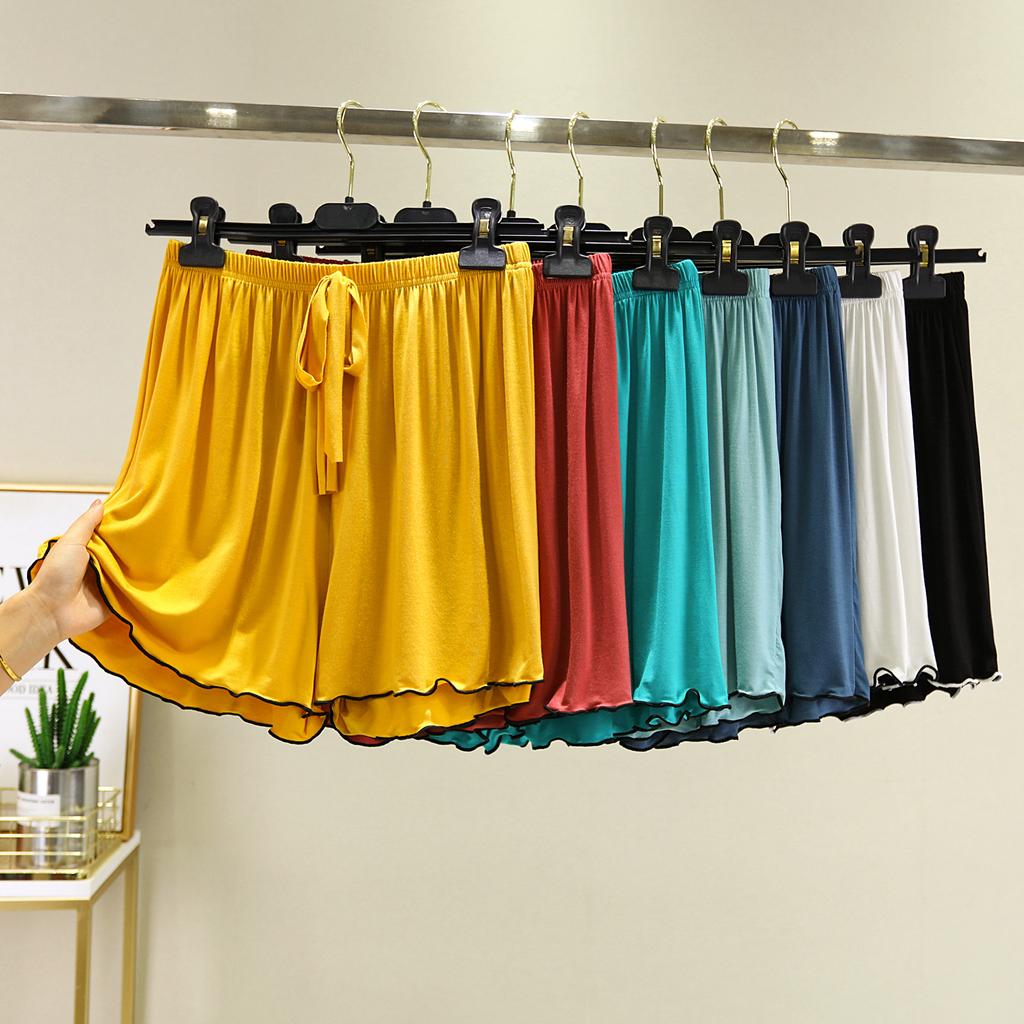 Pantaloncini larghi da casa Pantaloni tinta unita da donna di grandi dimensioni Pantaloni da esterno Pantaloni casual Pantaloni estivi a cinque punte in seta di ghiaccio