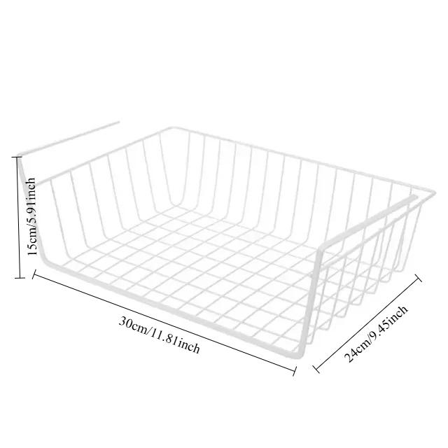 Xiaomi Hanging Mesh Storage Basket, Wire Shelf Rack for Cupboard Under Desk Closet,S L Size Iron Organizer, Space Saving Slide-On Mount