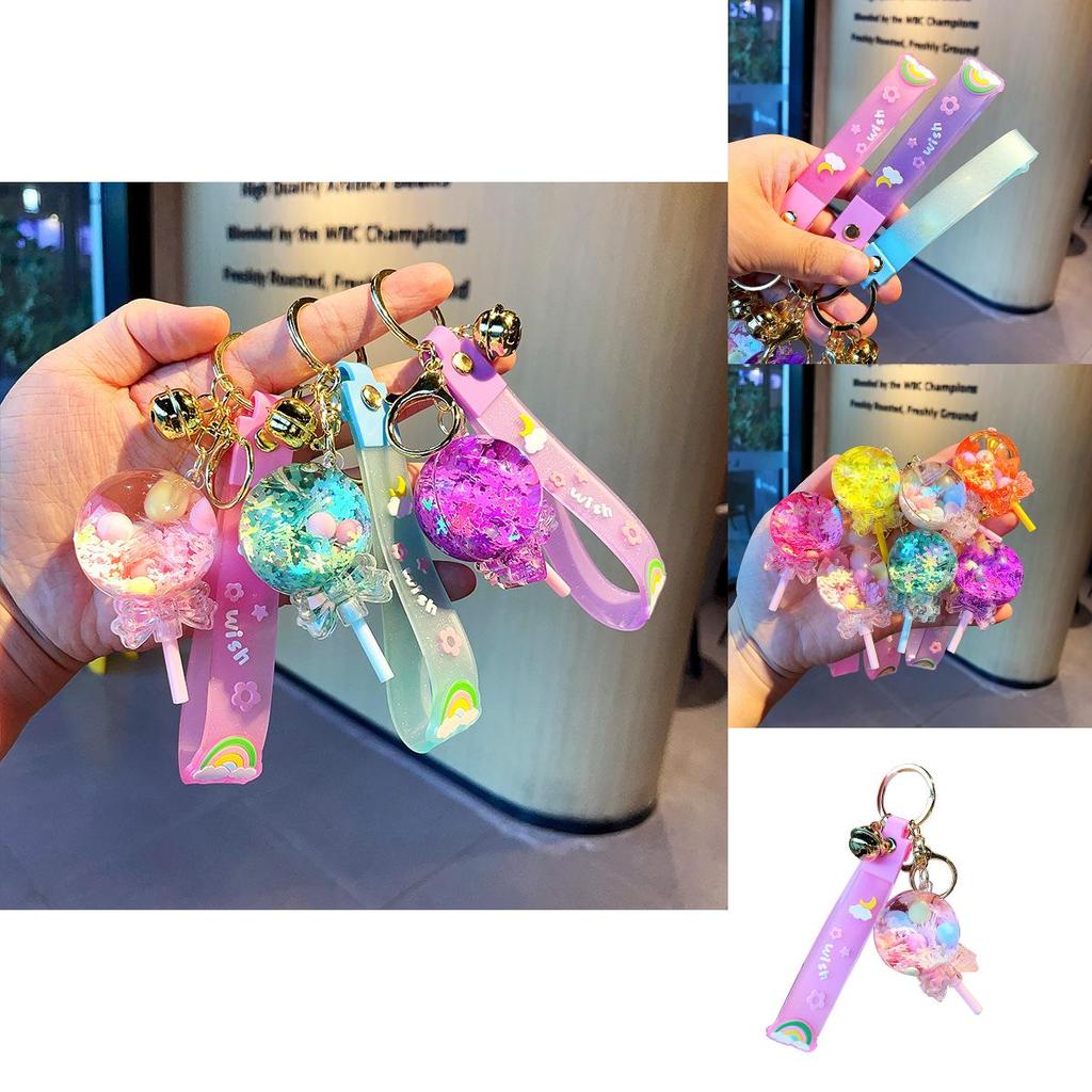 Adorable Acrylic Cartoon Keychain Cute Floating Sand Bottle Key Ring For Kids