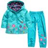 Mädchen Regenmantel für Frühling und Herbst, winddicht, mit Kapuze, Schlagjacke, lange Hose, zweiteiliges Set