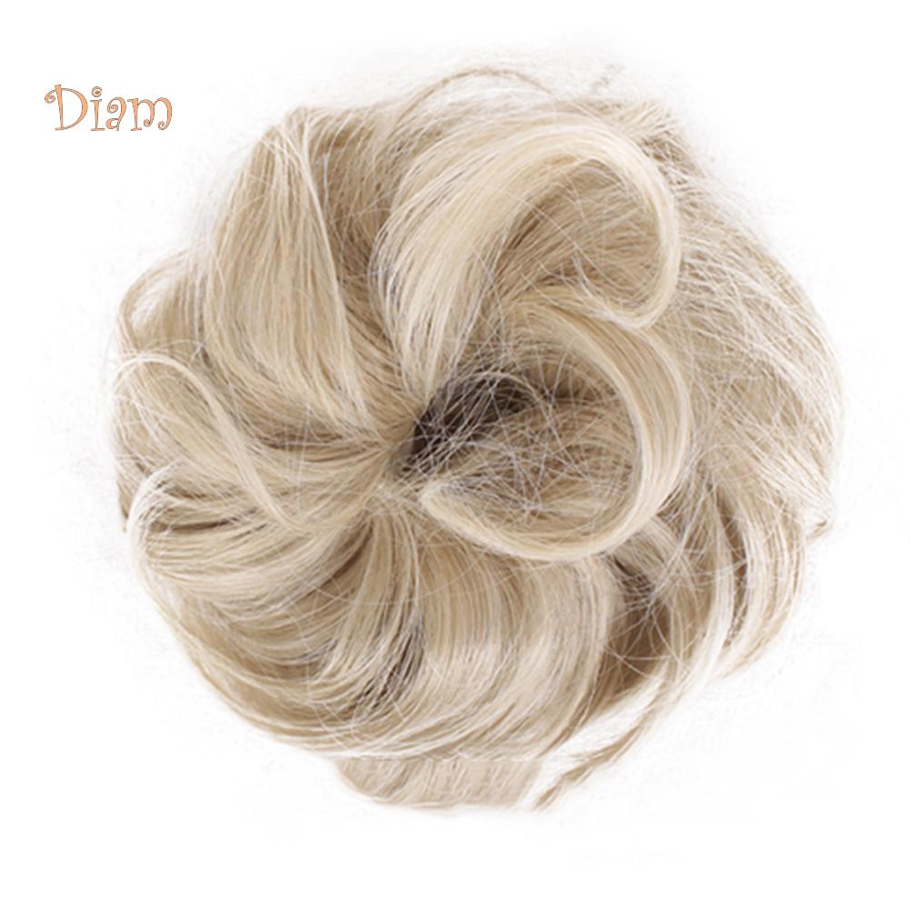 Diamo Women Hair Bun Extension Wavy Curly Messy Donut Chignons Wig Hairpiece