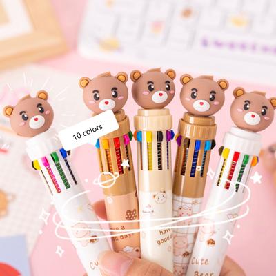 8Pacm 1k 0.5m0-in-1 Multicolor Ballpoint Pen 10 Colors Retractable Bear Ballpoint Pens For  School Supplies Students Children Gifts5ml