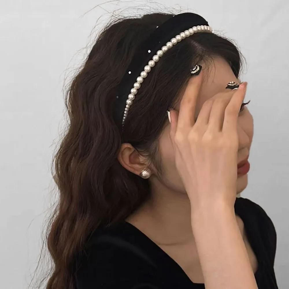Velvet Pearl Hairband / Thin Classic Plain Cubic Volume Pearl Headband