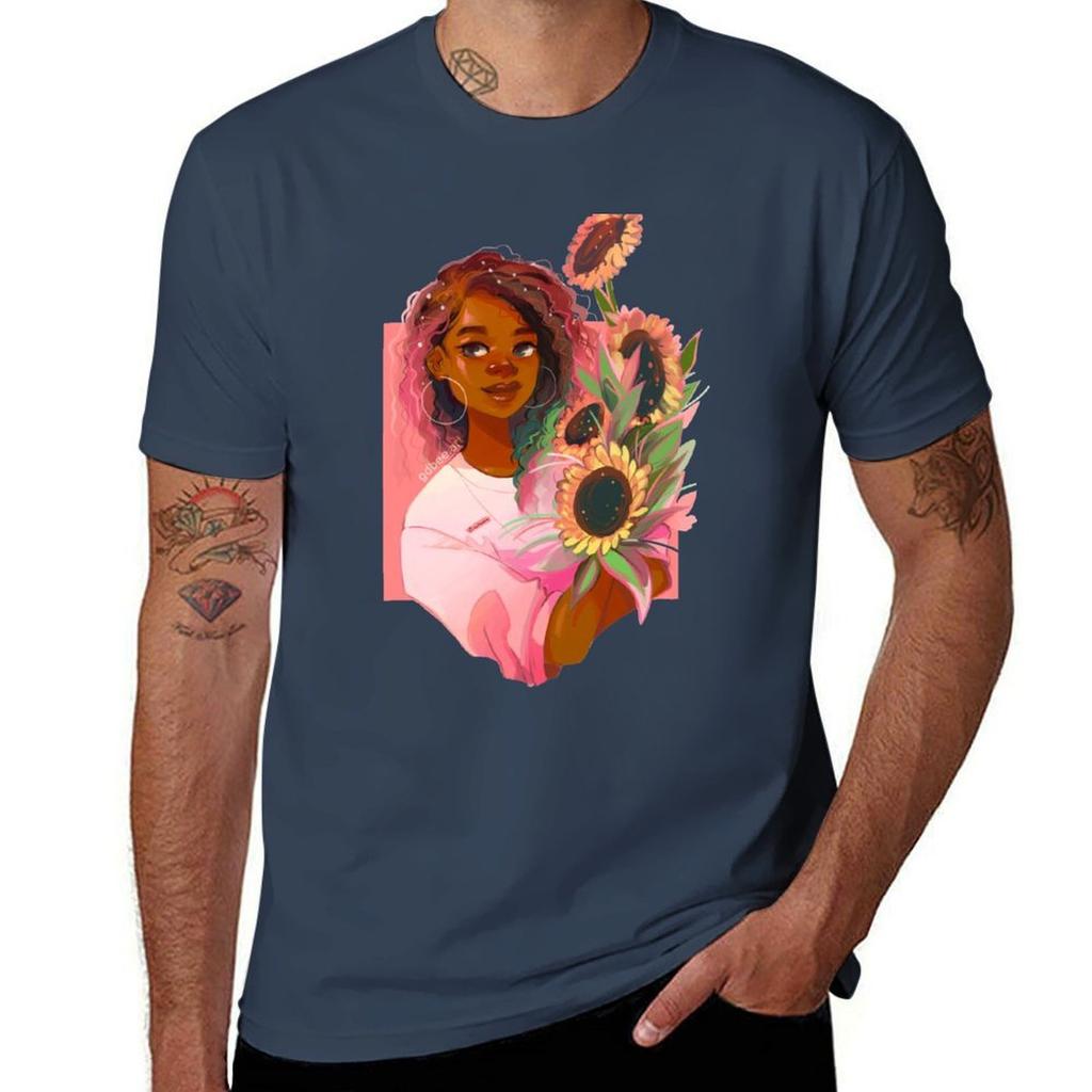 Pink Sunflowers T-Shirt T Shirts for Man Cotton Man T Shirts for Men Man T Shirt Luxury T-Shirt