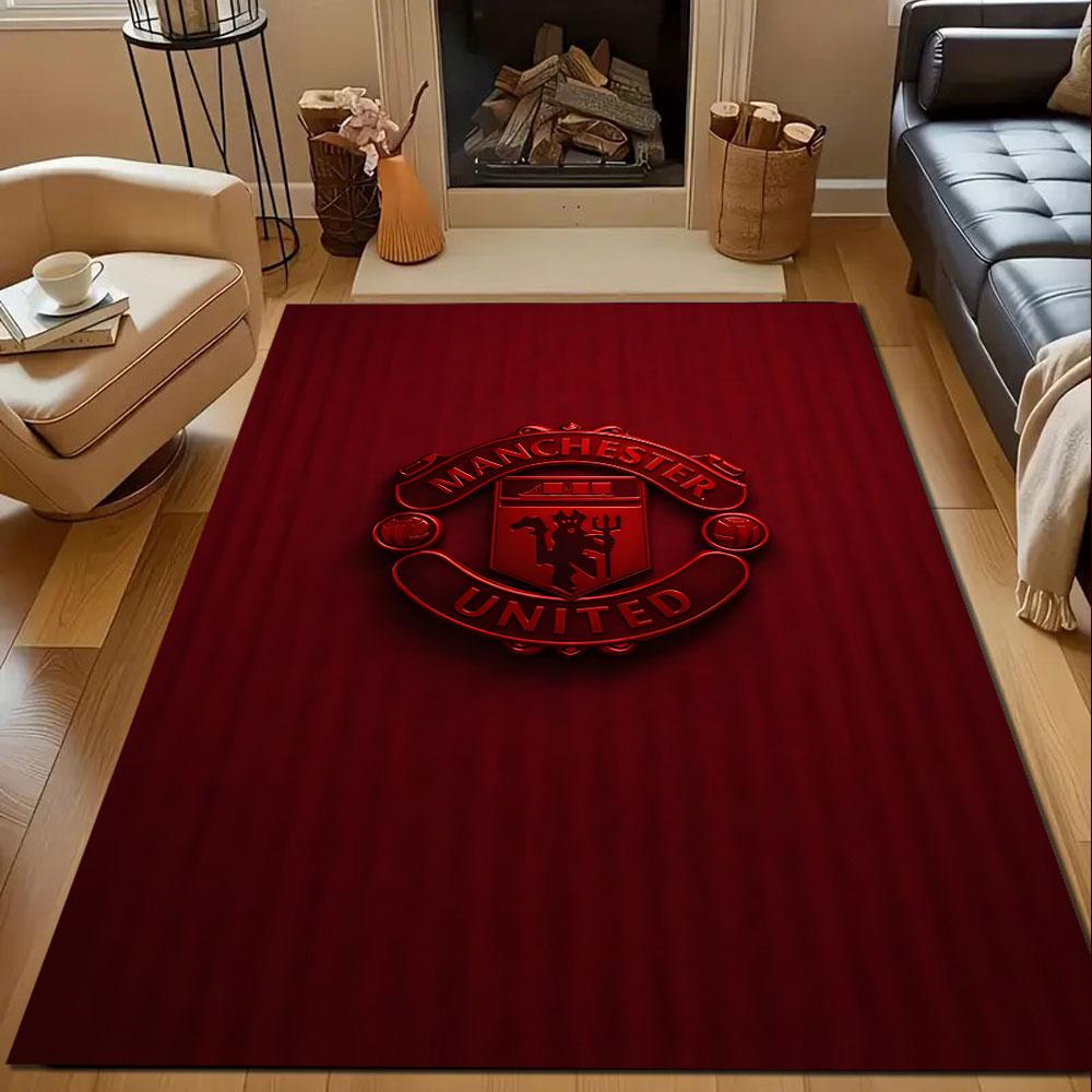 Manchester United Logo Red Design Patterned carpet, non slip mat suitable for living room and bedroom sofas