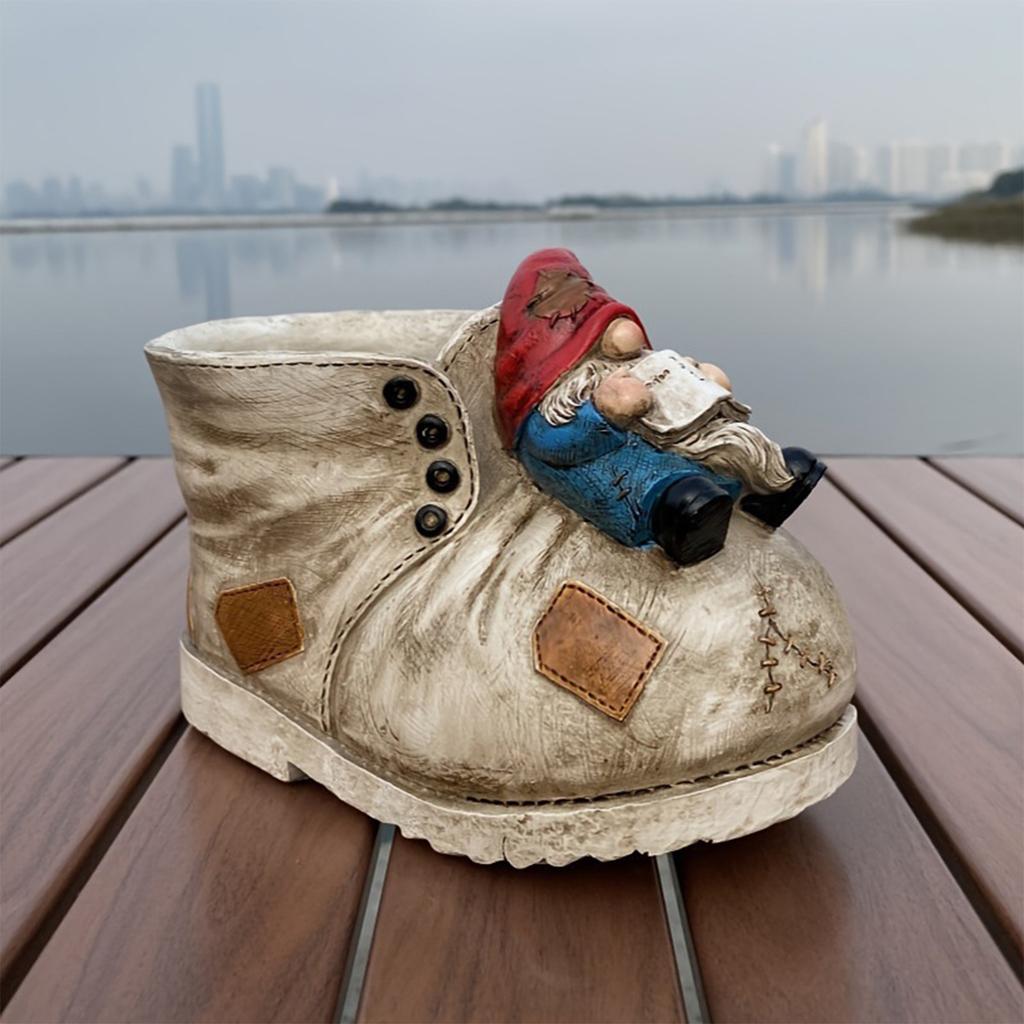 Cute Flower Pots Boot Planter Pot with Drainage Holes Fun Planters for Indoor Plants for Gnome Lovers Gift Work Desk Decor