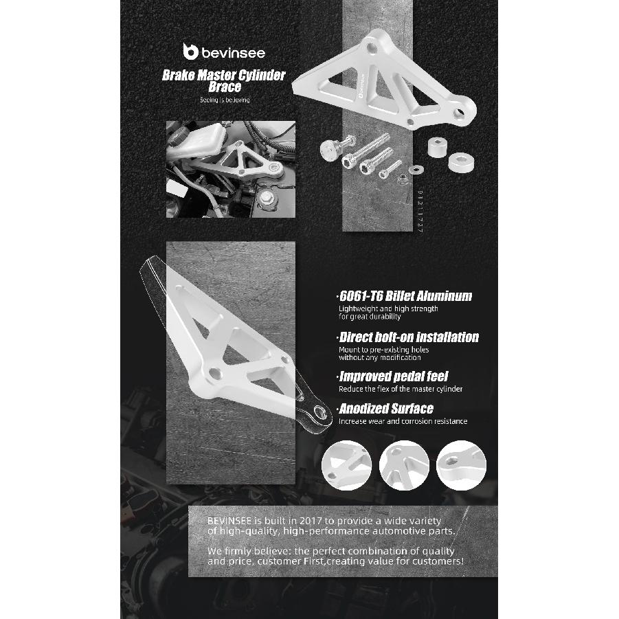 BEVINSEE Brake Master Cylinder Brace Bracket for Tesla Model 3 2017-2023 (Only fit for LHD Models)