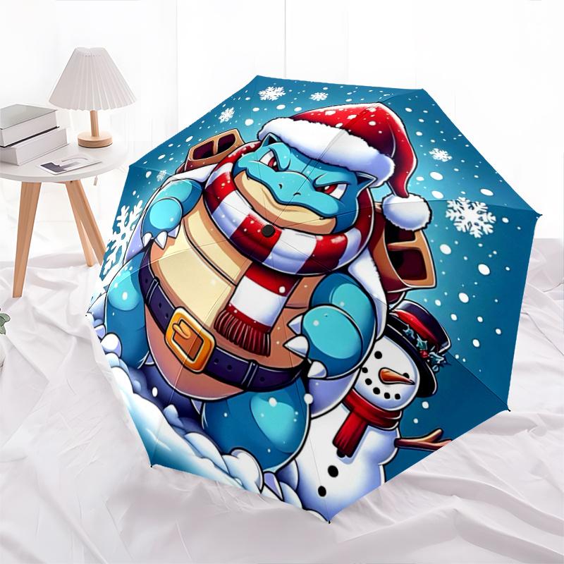

1pc Squirtle s Winter Wonderland Adventure Automatic Opening and Closing Cartoon Umbrella - Suitable for Various Occasions, Outdoor Activities, L
