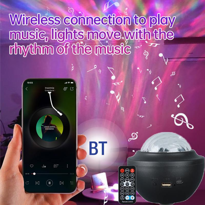 Proiector LED Stele Galaxie Cer Înstelat cu Difuzor Bluetooth Alimentat USB Lampă Aurora Boreală, Telecomandă și Rotație Automată pentru Petrecere Decor Dormitor