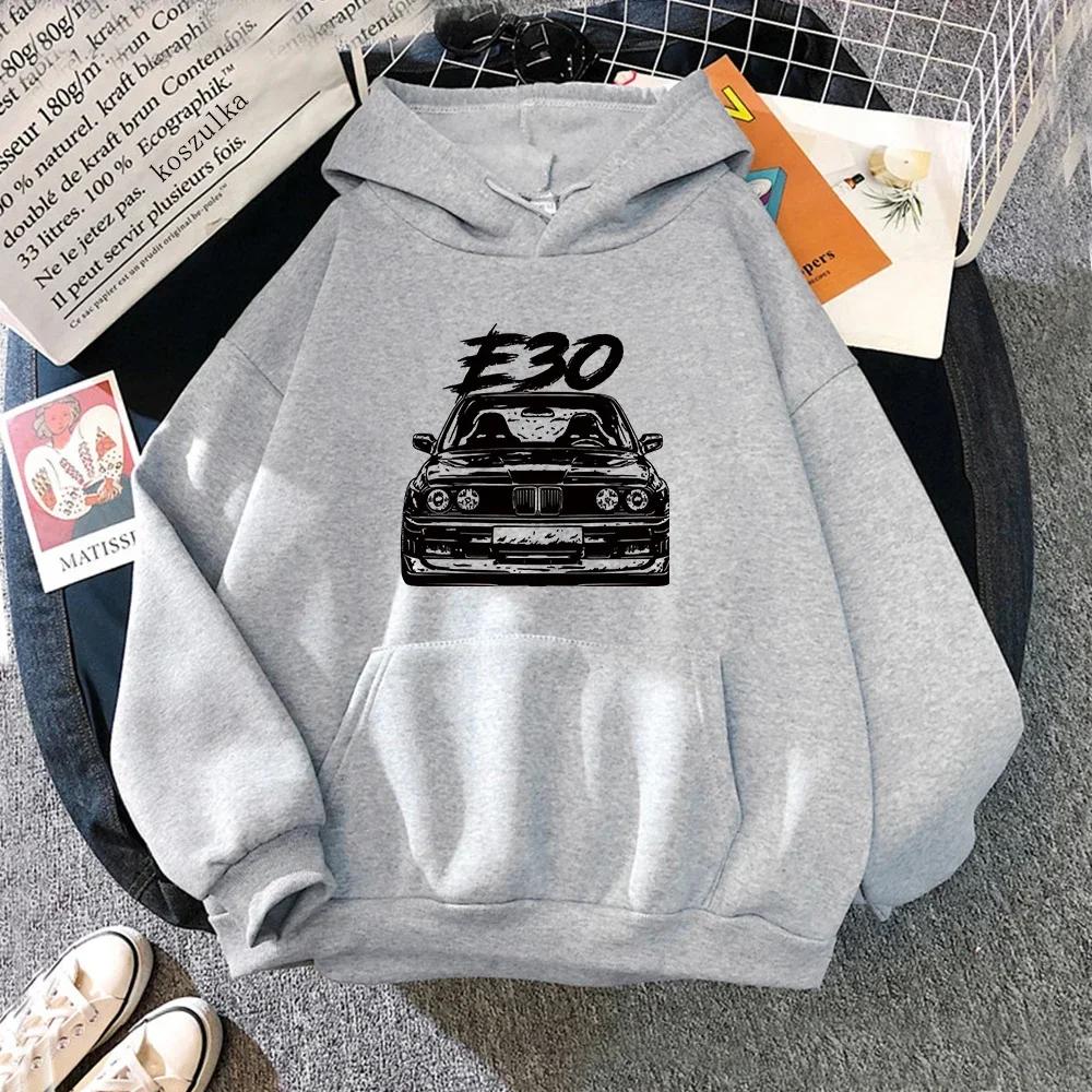 E30 Auto Muster Herren Kapuzenpullover Unisex Warmer Pullover Hip Hop Druck Cartoon Tasche Street Hoodies Y2K Freizeitkleidung