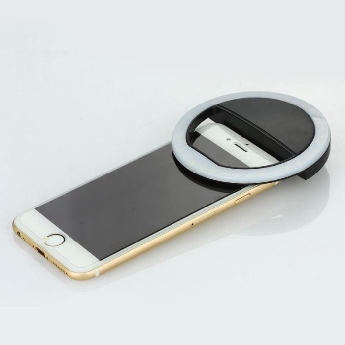 Portable LED Ring Light - Black - Ideal for Selfies - Compact and Lightweight