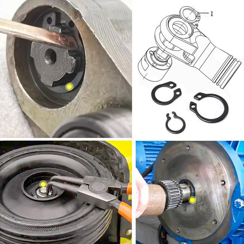 300 Pcs Multifunctional C Type M4-M28 Circlip Clip Snap Ring 15 Sizes Retaining Rings Set For Shaft Bearing Retaining Black