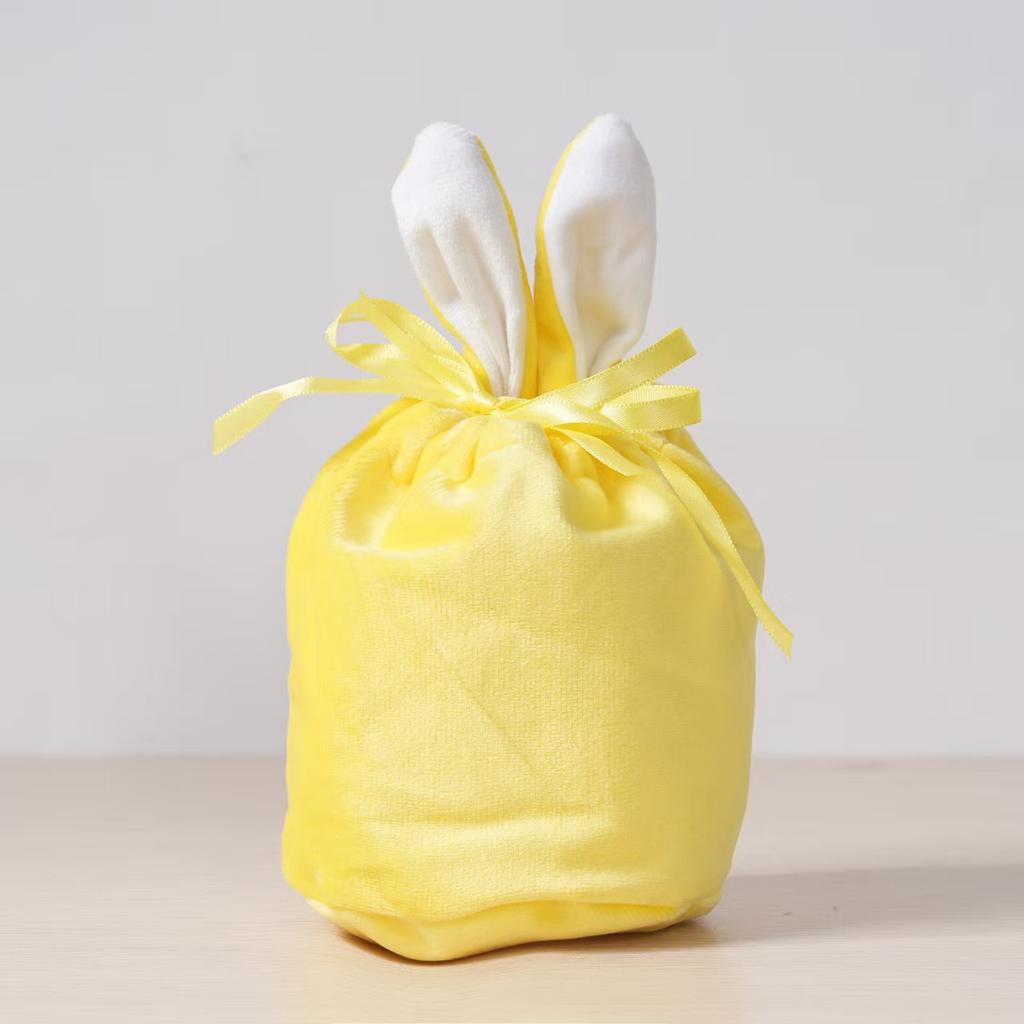 Easter Rabbit Ear Velvet Bag Cartoon Rabbit Printed Easter Egg Packaging Bag Candy Bag Party Gift BoxCute Rabbit Bundle Pocket