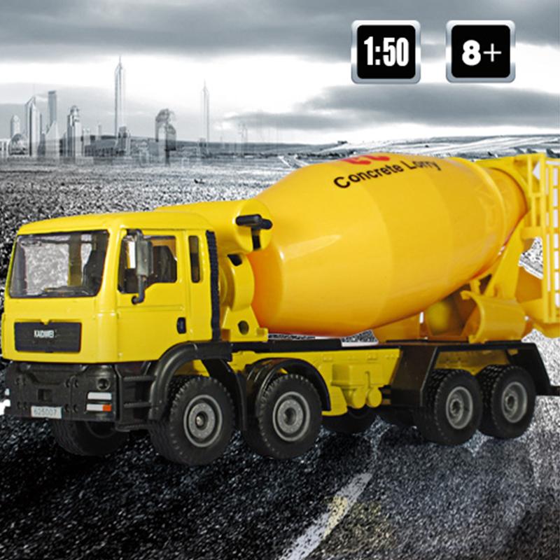 1/50 Betonmischer-LKW aus Druckgusslegierung, bewegliche Kabine, Beton-LKW von Hand drehen, Modell, Transportwerkzeuge, Geschenke, Kinderspielzeug