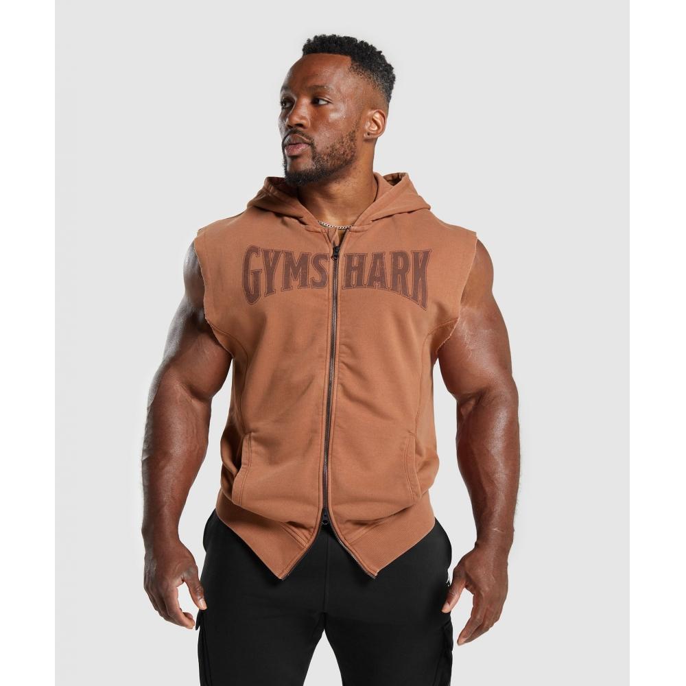 

GYMSHARK Heritage Стираная толстовка на молнии без рукавов Canyon Brown A5A1R NCC0 S