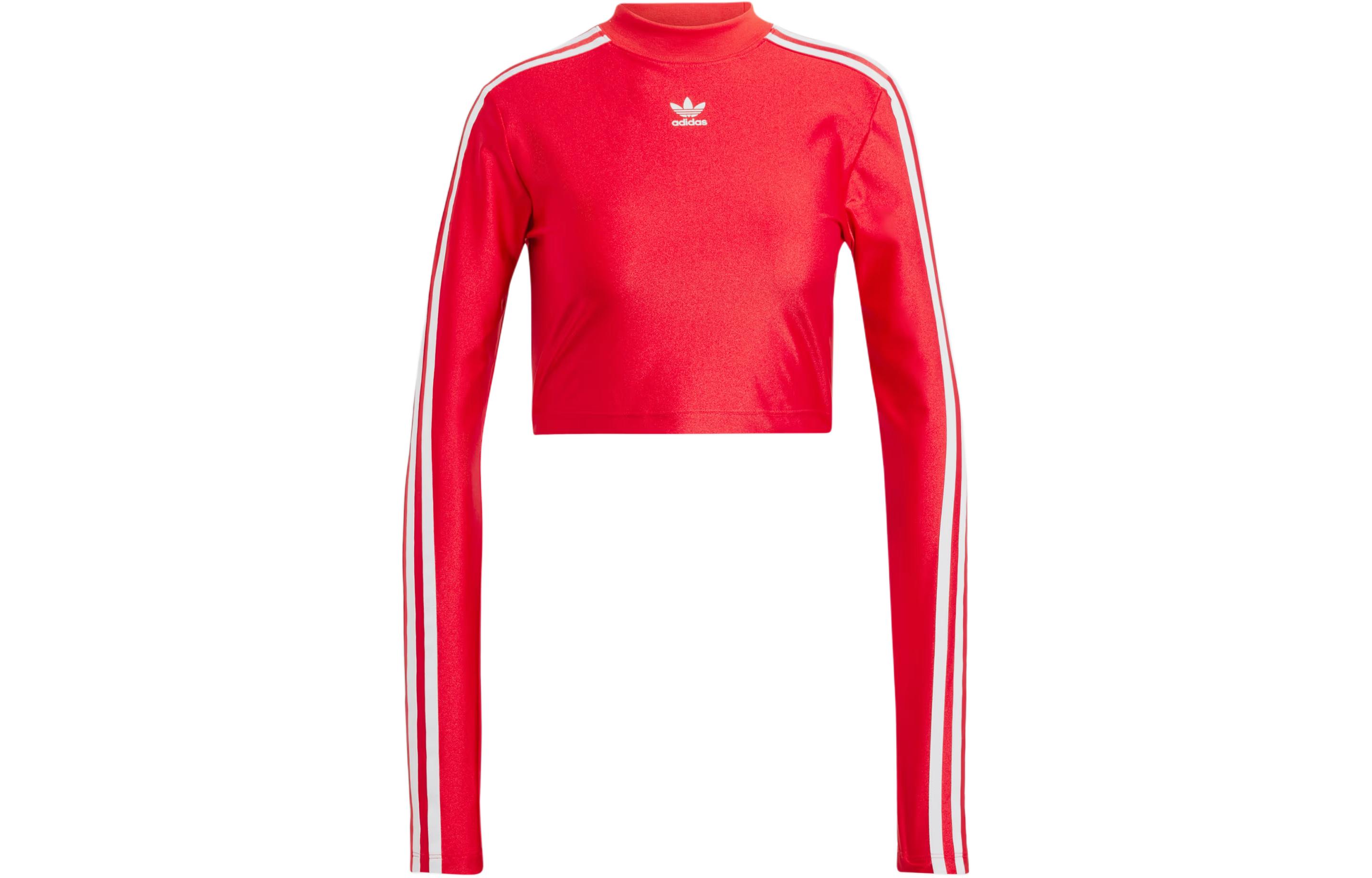 Adidas Originals 3 Stripes Set in Sleeve T Shirt Women s Red IR8132 XS