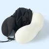 Memory foam-supported foldable travel neck pillow with stress-relieving U-shaped super soft contour hooded travel wrap pillow