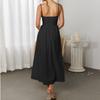 Temperament Muse square neck suspender splicing dress, summer sexy vacation style split back strap dress