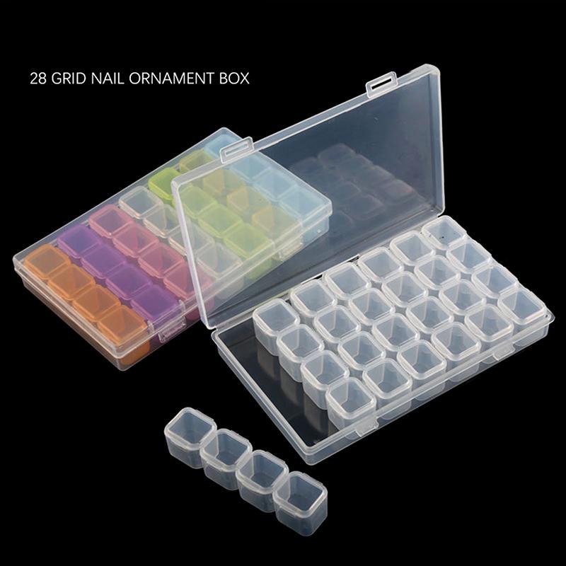 28/56 Grids Diy Diamond Jewelry Storage Box Grids Clear Nail Art  Tools Beads Display Storage Case Organizer Box