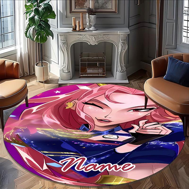 Personalized K-KPop Demon Hunters Round Chair Office Rug - Perfect for Mat, Office Chair & More - Ideal Gift for Birthdays and Holidays