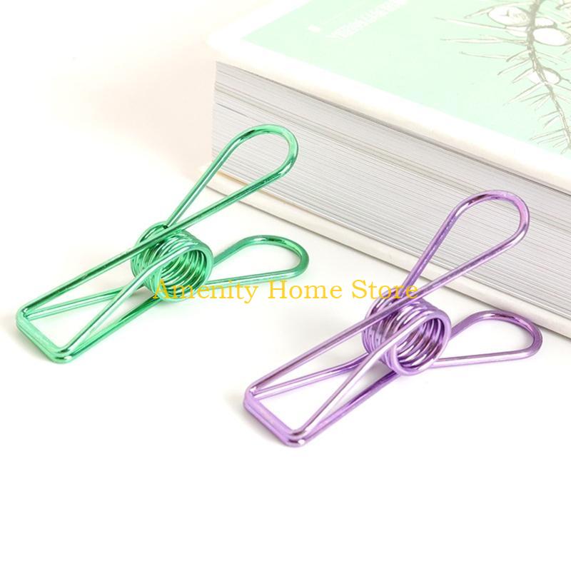 F26C 20 Pcs Multipurpose Clothespins Steel Wire Clips Drying Pegs Clamps for Clothes/Snack Bags/Outdoor/Kitchen/Office