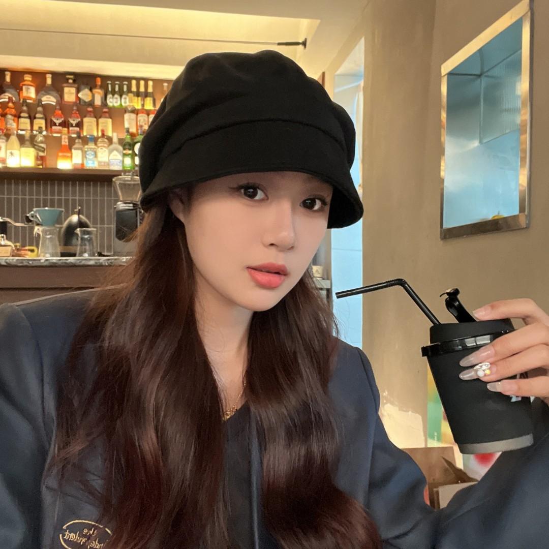 

Hepburn elegant temperament shows the face small octagonal hat children autumn and winter new versatile suede Bere painter hat stack hat Adult (56-58cm) хакі