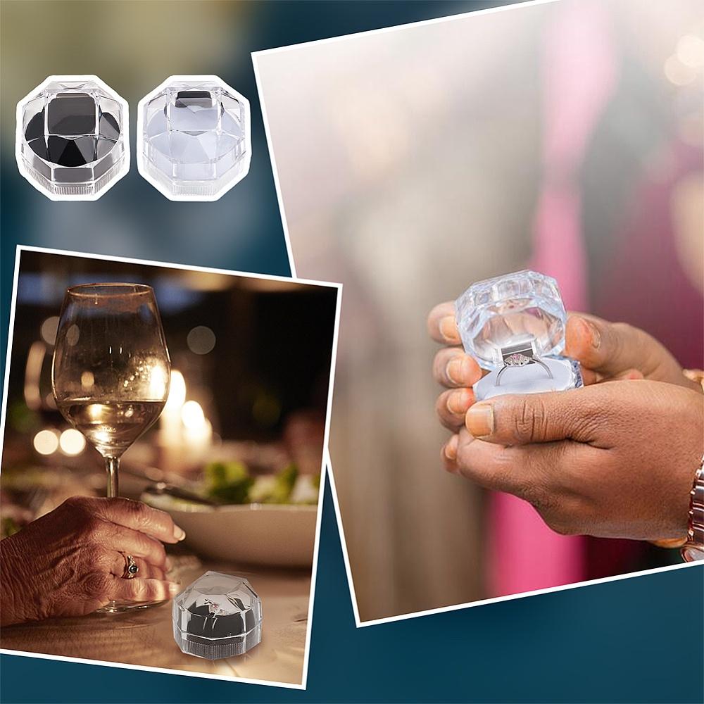 20pcs Transparent Plastic Ring Boxes Crystal Earrings Jewelry Storage Boxes Black Wedding Decor Jewelry Holder Stand