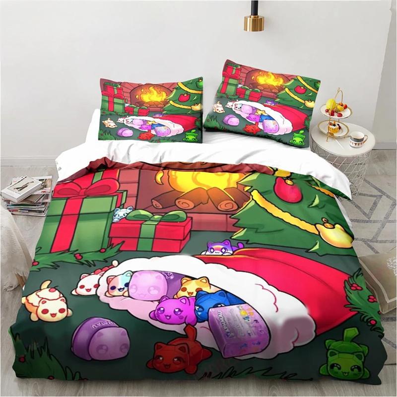 Cartoon Game Cute Aphmau with Wings Bedding Set Twin Queen King Size Duvet Cover Pillowcase for Boys Girls