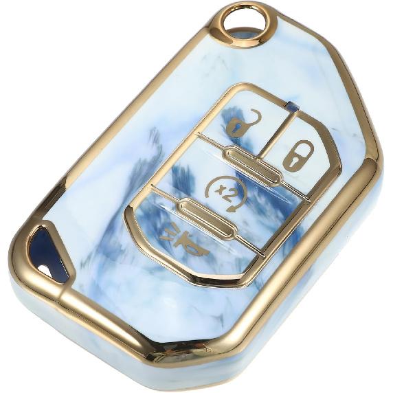 

Car Remote Key Fob Cover Case Shell Protector 4 Button Compatible for Jeep Wrangler JL JLU Gladiator JT 2018-2020, Full Protection TPU Blue синий