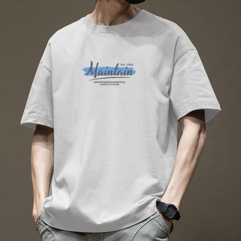 

Pure Cotton American Retro Short Sleeved T-shirt for Men s Summer Fashion Brand Design Sense High Street Trendy Mens Ins Style Pure Cotton Half Sleeve S