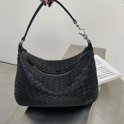 Handwoven Womens Shoulder Bag Crossbody Moon Shape Satchel Medium Size Woven Design Daily Use Fashionable