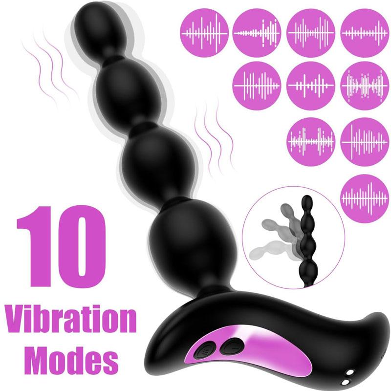 Anal Vibrator Anal Beads Prostate Massage Insert Ass Stimulator 10 Gears Dildo Vibrating Sex Toys Male Female Silicone Anal Toys